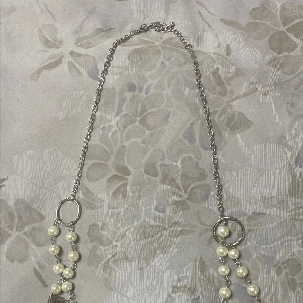 Sophisticated Silver and White  pearl Double-Strand Necklace